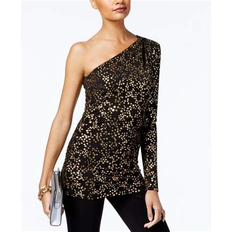 michael kors gold one shoulder shimmer top|Michael Kors tops for women.